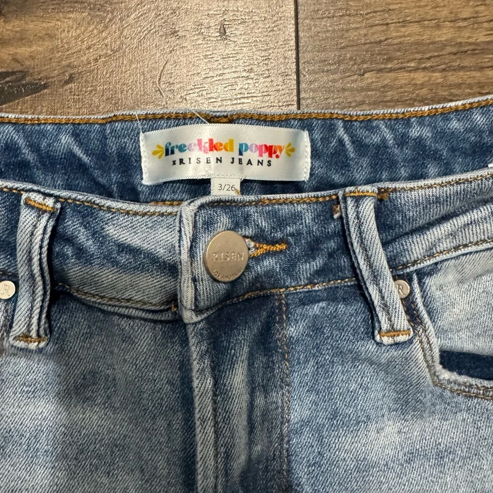 Risen x Freckled Poppy Straight Leg Distressed Cropped Jeans - Picture 3 of 5